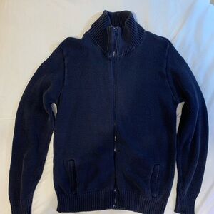 Eddie Bauer Men’s Navy Full-Zip Ribbed Stand Collar Sweater Size Medium